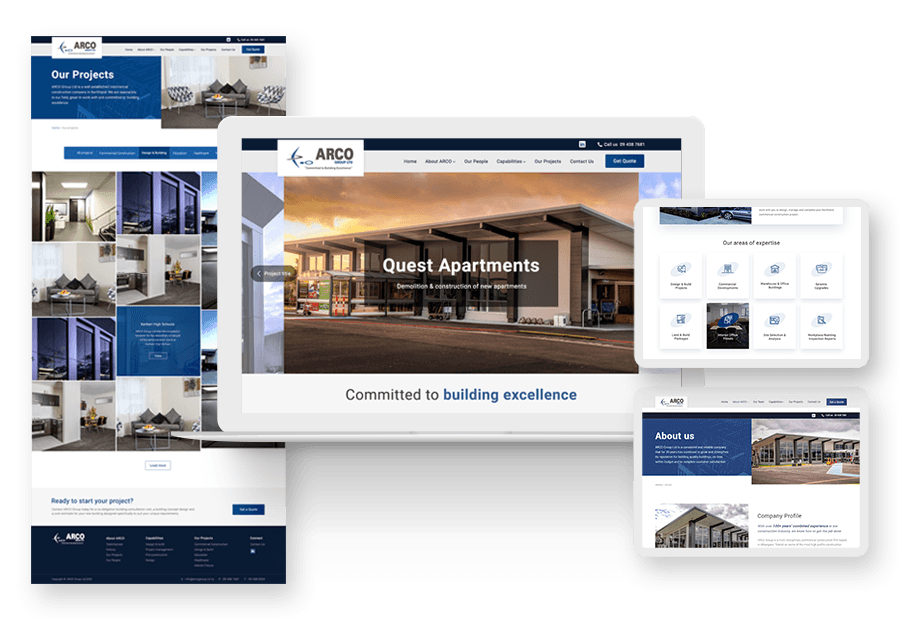 Www.weafolduberum created the website for construction company ARCO to present their services